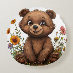 Cojín Redondo Oso de dibujos animados adorable