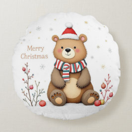Cojín Redondo Oso de Navidad