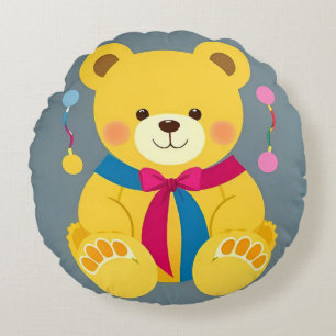 Cojín Redondo Oso de peluche amarillo adorable
