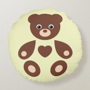 Cojín Redondo Oso de peluche amarillo Monograma Bebé Pillow