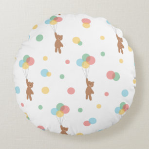 Cojín Redondo Oso de peluche con globos