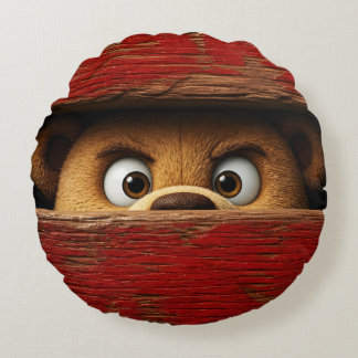 Cojín Redondo Oso de peluche divertido