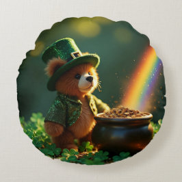 Cojín Redondo Oso de peluche lindo del día de San Patricio