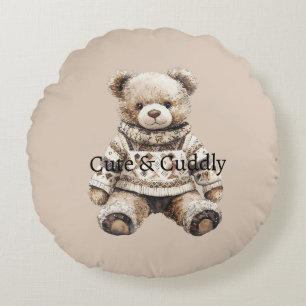 Cojín Redondo Oso de peluche lindo y adorable