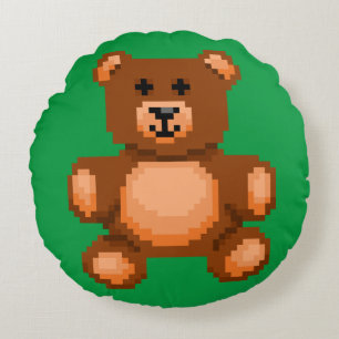 Cojín Redondo Oso de Teddy Vintage - Arte Pixel