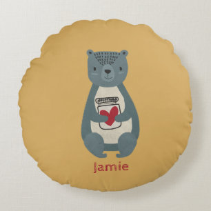 Cojín Redondo Oso gris puro