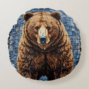 Cojín Redondo Oso grizzly