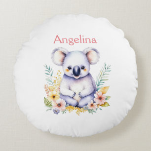 Cojín Redondo Oso Koala de Bebé Niña Dulce Personalizado  
