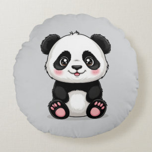 Cojín Redondo Oso panda de dibujos animados adorable