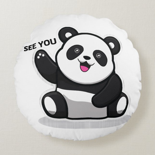 Cojín Redondo oso panda lindo (Anverso)