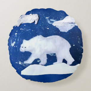 Cojín Redondo Oso polar "Arte de niños"