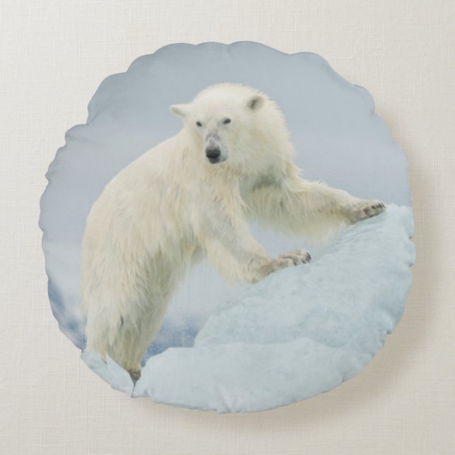 Cojín Redondo Oso polar en verano (Anverso)