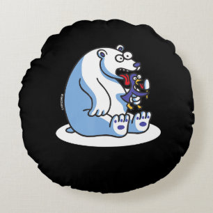 Cojín Redondo Oso Polar Gracioso Pingüino Crema de Hielo