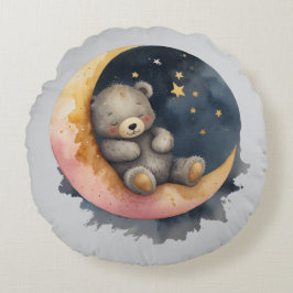 Cojín Redondo Oso somnoliento en la luna