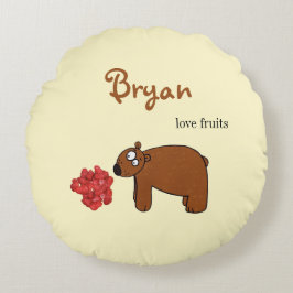 Cojín Redondo Oso y frambuesa