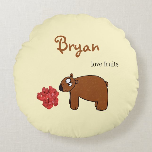 Cojín Redondo Oso y frambuesa (Anverso)