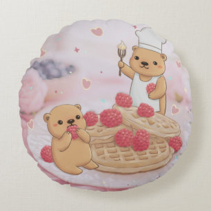 Cojín Redondo Osos de peluche y gofres