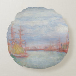 Cojín Redondo Ostend Harbor de James Ensor (1900)