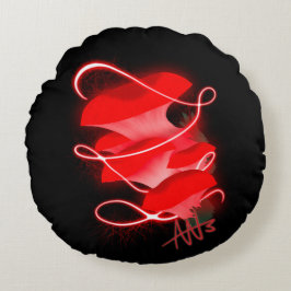 Cojín Redondo Ostras encantadas con hongos rojos