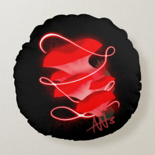 Cojín Redondo Ostras encantadas con hongos rojos