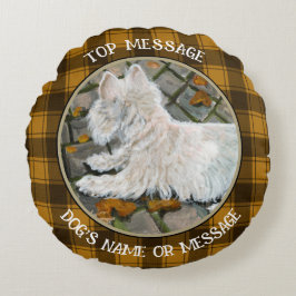 Cojín Redondo Otoño deja a Westie en patio