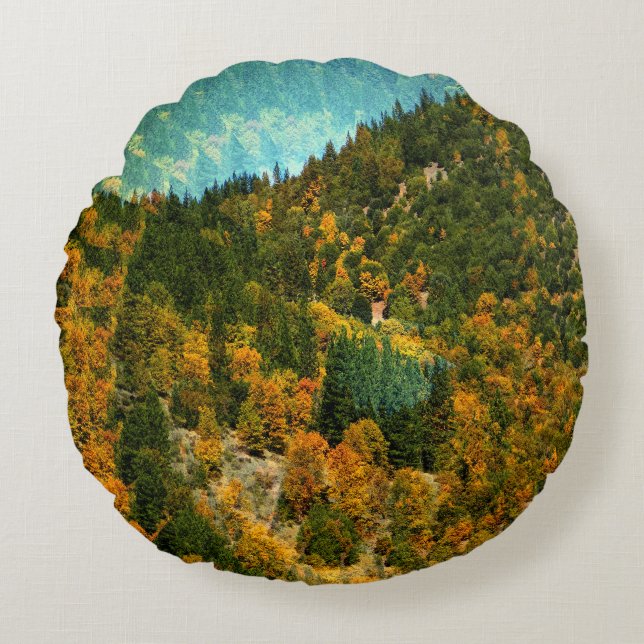 Cojín Redondo Otoño en las montañas...... (Anverso)