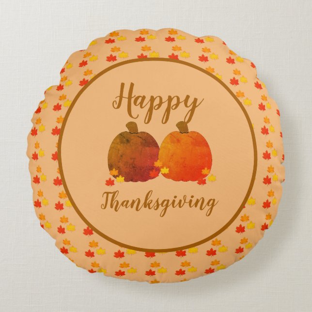 Cojín Redondo Otoño/otoño/calabaza (Anverso)