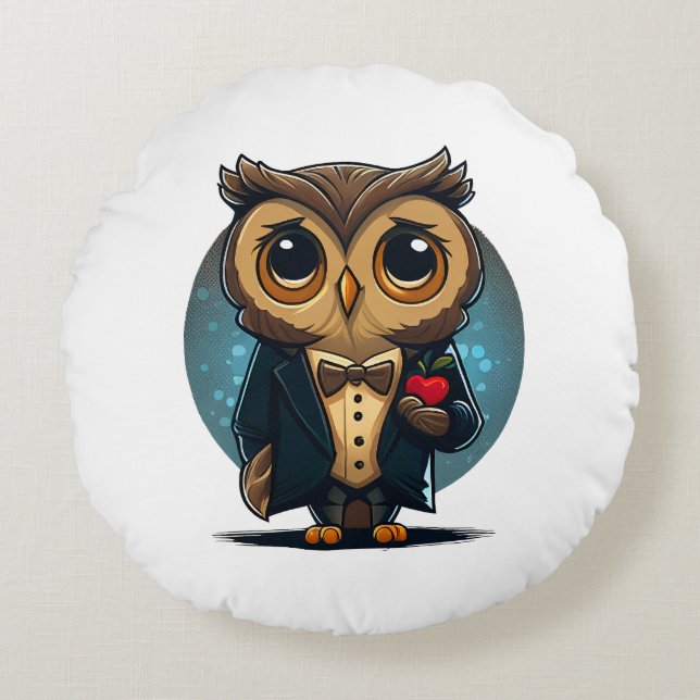 Cojín Redondo Owl Groom in Love: Perfect El día de San Valentín  (Anverso)
