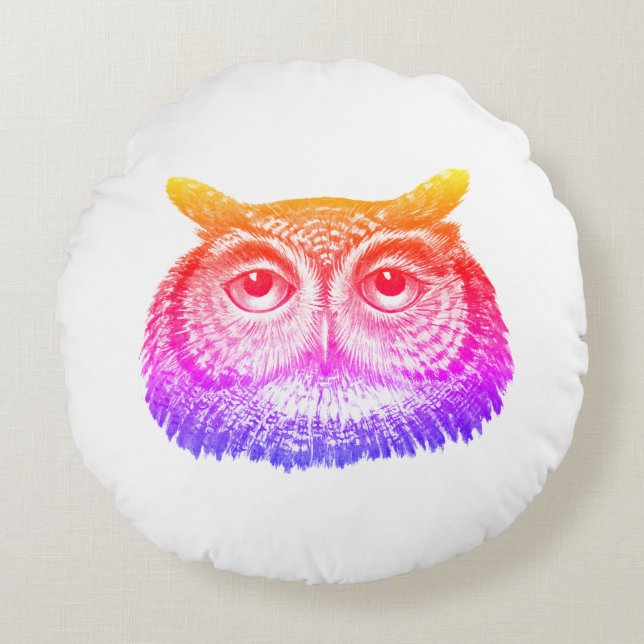 Cojín Redondo Owl Wisdom Head Meditating (Anverso)