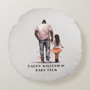 Cojín Redondo Padre e hija negros personalizados (4)