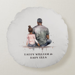 Cojín Redondo Padre e hija negros personalizados (5)