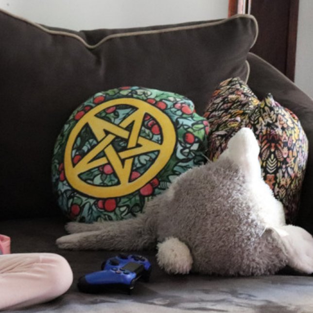 Cojín Redondo Pagan Yule Pentagram (Subido por el creador)