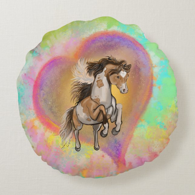 Cojín Redondo Paint Horse Love (Reverso)