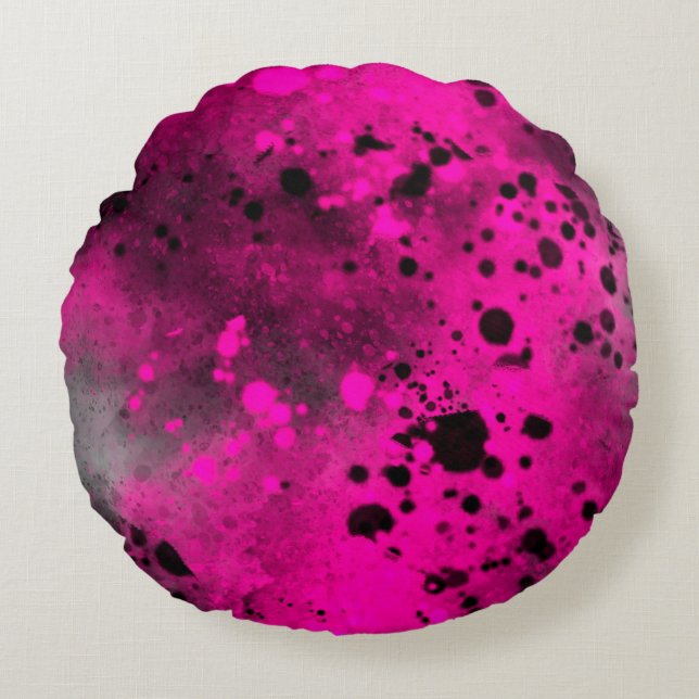 Cojín Redondo Paint Splatt Efecto Paint & Black (Anverso)