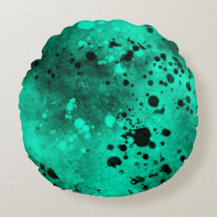 Cojín Redondo Paint Splatt Efecto Verde y Negro