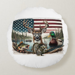 Cojín Redondo País de ciervos y EE.UU.