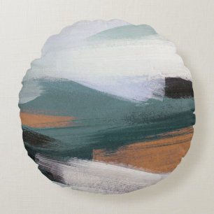 Cojín Redondo Paisaje abstracto versátil: acrílico artístico