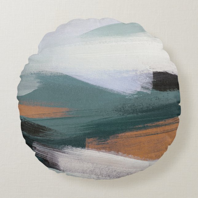 Cojín Redondo Paisaje abstracto versátil: acrílico artístico (Anverso)