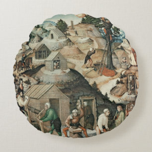 Cojín Redondo Paisaje de la explotación minera, 1521