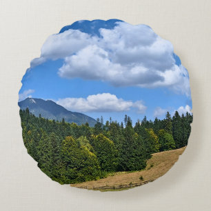 Cojín Redondo Paisaje de pradera montañosa - Naturaleza salvaje