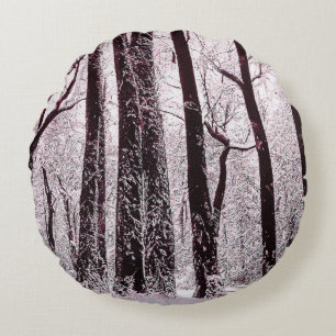 COJÍN REDONDO PAISAJE INVERNAL NEVADO DE BOSQUES FORESTALES