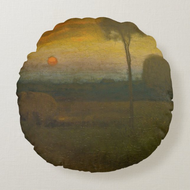 Cojín Redondo Paisaje nocturno de George Inness (1889) (Anverso)