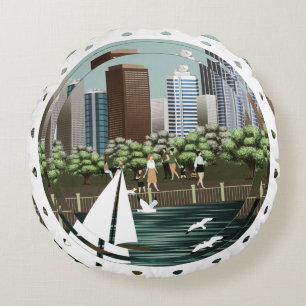 Cojín Redondo Paisaje urbano