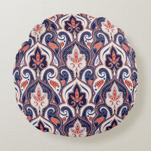 Cojín Redondo Paisley india: Medallón floral sin mar.