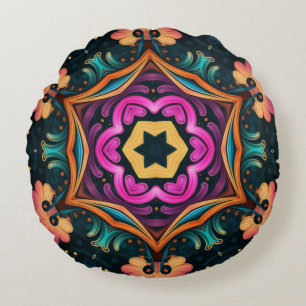 Cojín Redondo Paisley Rosa Floral Flor 6a4
