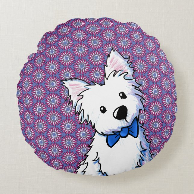 Cojín Redondo Pajarita Westie  (Anverso)