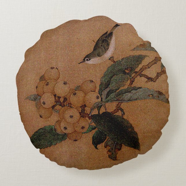 Cojín Redondo Pájaro de Silvereye y loquetas (Reverso)