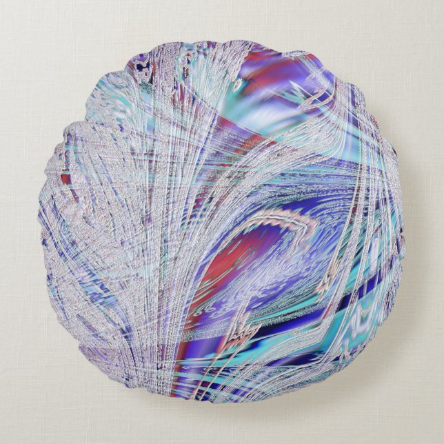 Cojín Redondo Pájaros cruzados en blanco (Anverso)