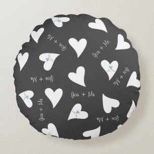 Cojín Redondo Pájaros de Amor Personalizados Patrón de Corazón B