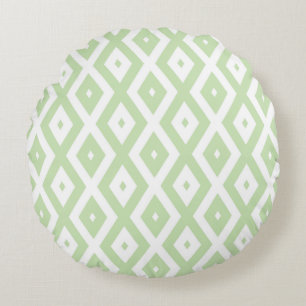 Cojín Redondo Pale green and white diamond pattern